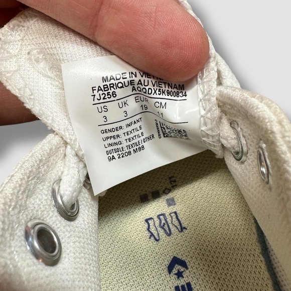 Converse Chuck Taylor All Star Low-Top Sneaker Baby/Infant Size 3 White - Picture 8 of 10